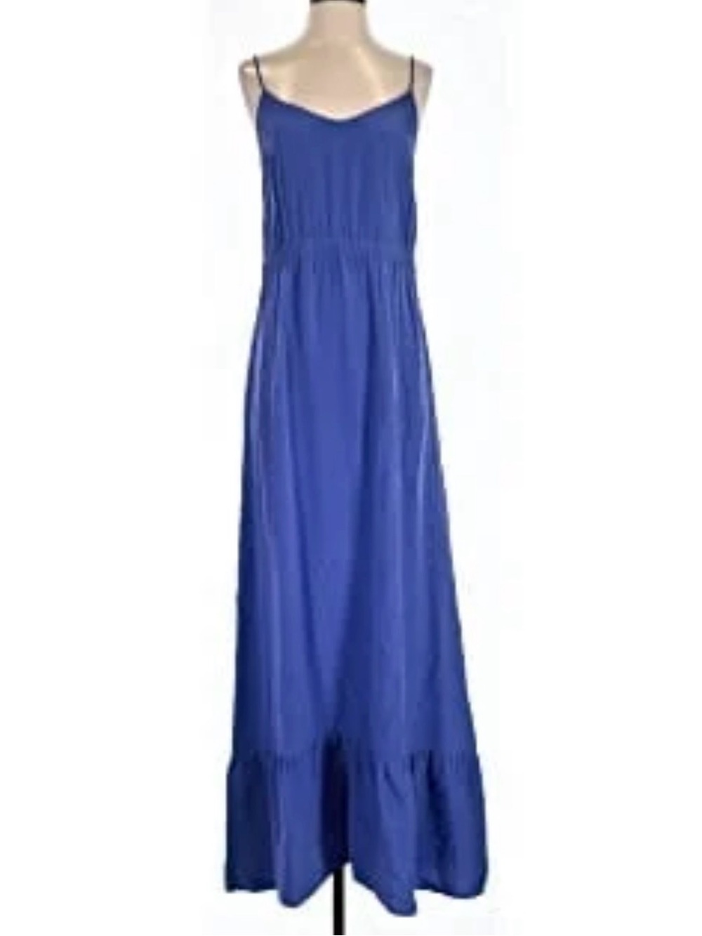 Twelfth Street by Cynthia Vincent Silk Cobalt Blue Spaghetti-Strap Maxi Dress S